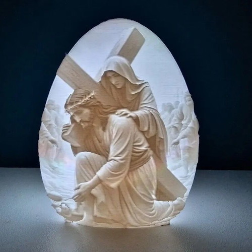 Illuminated Easter Decoration with Religious Scene 3D Printed LED Lamp new