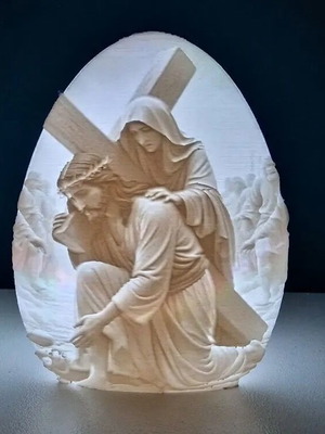 Illuminated Easter Decoration with Religious Scene 3D Printed LED Lamp new