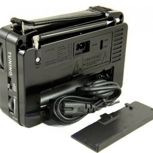 Portable rechargeable radio with flashlight, MP3, USB, SD card, green