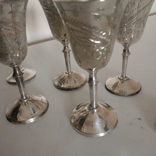 Silver-plated liqueur glasses used, epns, in excellent condition
