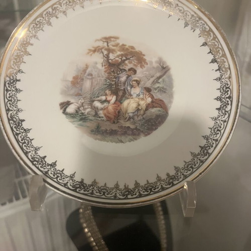 Vintage porcelain plate Fürstenberg Germany with romantic scene