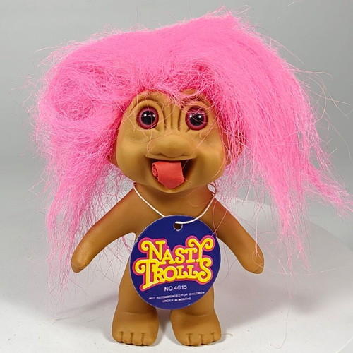 Vintage Wishnik Troll Nasty Trolls 10cm with Pink Hair 1991 like new