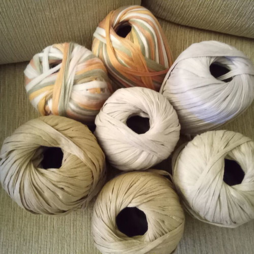 Cotton Raffia Yarn for Bag Knitting, 7 Pieces, New