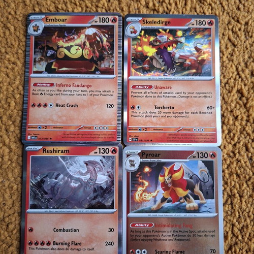 Pokemon Fire Type Card Pack Emboar Skeledirge Reshiram Pyroar new