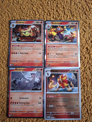 Pokemon Fire Type Card Pack Emboar Skeledirge Reshiram Pyroar new