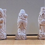  Feng Shui οι τρεις Θεοί του πλούτου Fuk, Luk και Sau, παλιό σετ τριών κεραμικών αγαλματιδίων