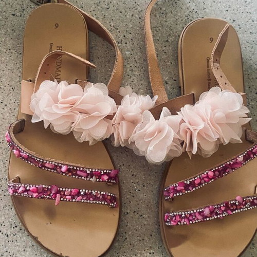 Handmade leather sandals like new, size 36, beige and pink
