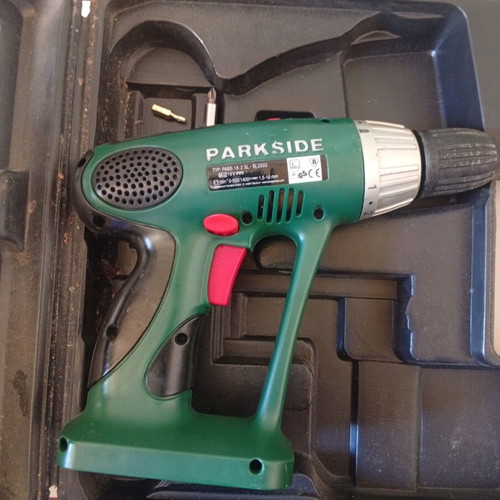 Parkside PABS 18-2 SL 18V drill driver used with carrying case without battery