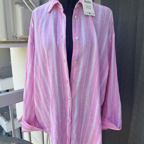 Zara oversized shirt new, white and pink, size XS