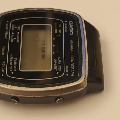 Casio Digital Alarm Chrono wristwatch used, black, 1980