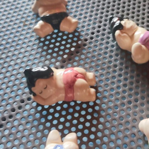 Ceramic sumo wrestlers used, set of 5