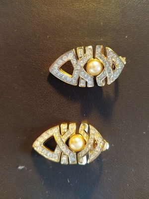 Vintage επιχρυσα αρθρωτά σκουλαρίκια με zirgon σαν καινούργια