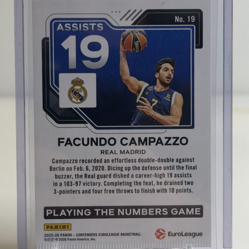 Facundo Campazzo Playing the Numbers Game card like new