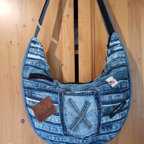 Jeans patchwork bag new crossbody with large interior space