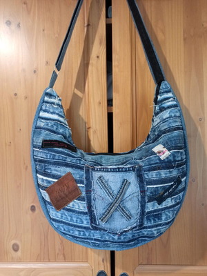 Jeans patchwork bag new crossbody with large interior space