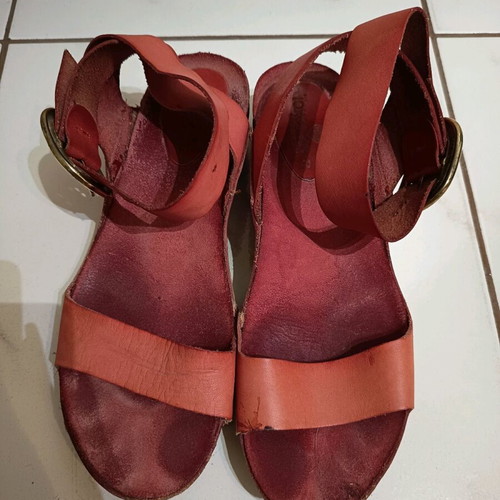 Take Me leather sandals used, size 40, red, made in Spain