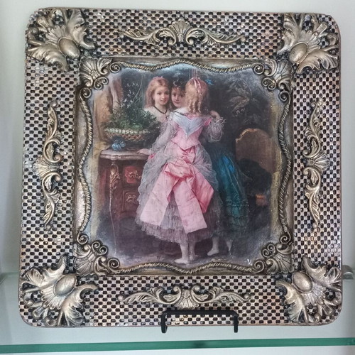 Decorative tray new with decoupage techniques 34×34 cm