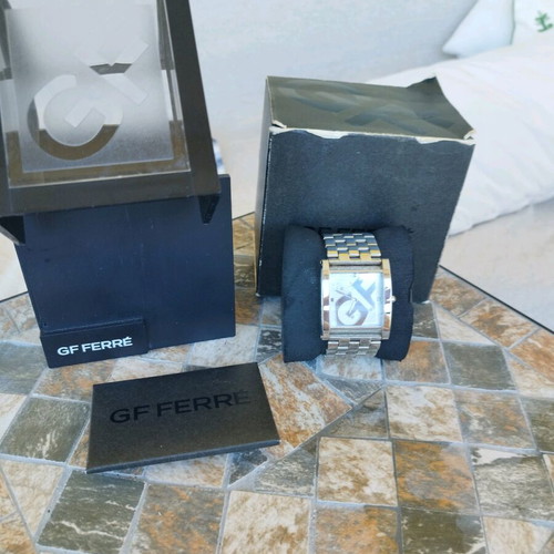 GF Ferre Quartz men's watch used, silver