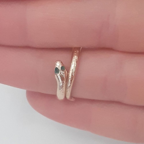 Women's snake ring from the 1960s, new, gold-colored
