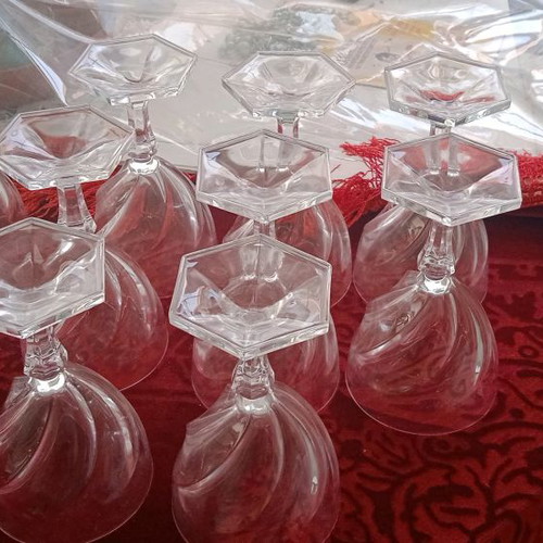 Crystal glasses new, set of 6 champagne, 13 wine, 8 water