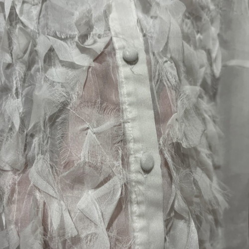 Aslanis white semi-sheer shirt with embossed details size M like new