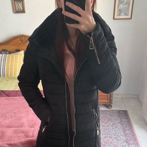 Black quilted jacket S/M like new with gold details