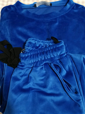 Velour tracksuit set like new, blue, pants xs/s, top one size