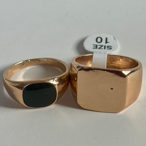 Gold Tone Signet Rings Set size 10 with cosmetic defects