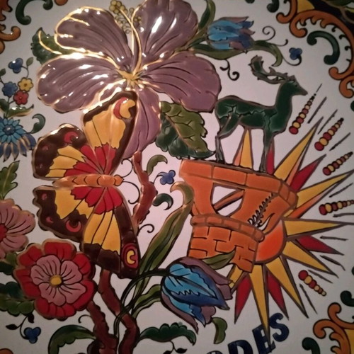 Handmade Rhodian decorative plate 24 k Rhodes new with enamel