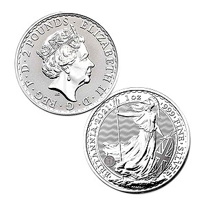 2021 , BRITANNIA 1 OZ 999 FINE SILVER UNITED KINGDOM 2 POUNDS .