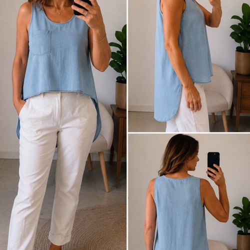 Zara large denim blouse