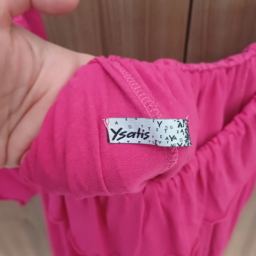 Ysatis strapless blouse used, fuchsia, size M