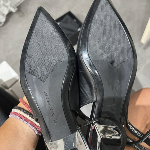 Karl Lagerfeld ballerinas like new, leather, black-silver, size 36