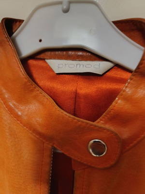 Suede jacket used, orange, size S