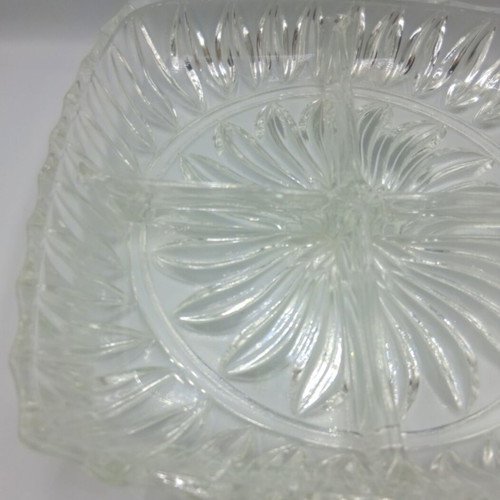 Vintage glass serving platter like new with four compartments