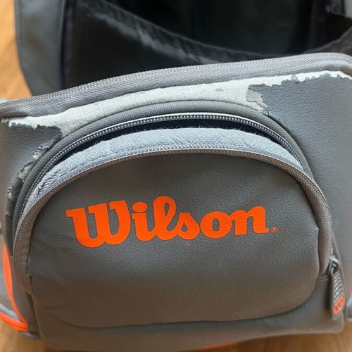 Wilson tennis backpack used, gray with multiple compartments