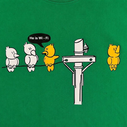 Sol's green short-sleeve T-shirt size L like new with humorous design