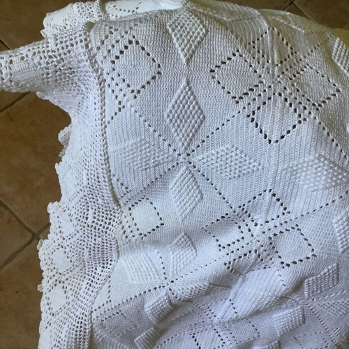 Handmade crocheted blanket, cotton yarn, 200x223 cm