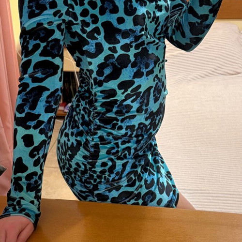 Velvet tiger print dress One Size like new, black and blue