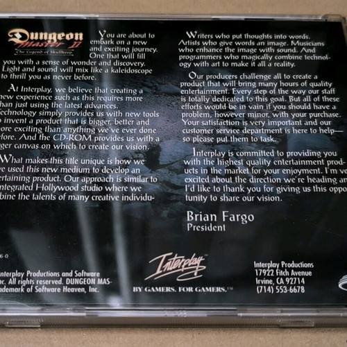 Dungeon Master II The Legend Of Skullkeep PC CD-ROM like new