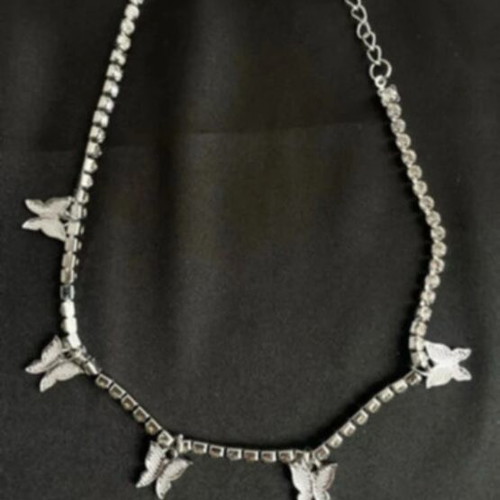 Butterfly necklace new in silver tone