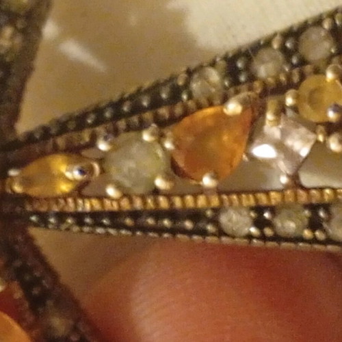 Gold cross 9 carat with pearl and precious stones