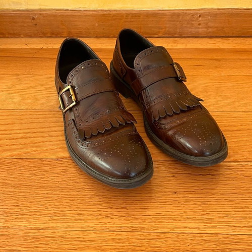 Single monk leather loafers like new, brown, size 44