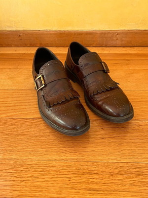Single monk leather loafers like new, brown, size 44