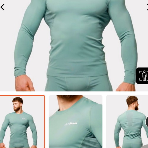 GymBeam Mid Compression Long Sleeve Shirt size M turquoise like new