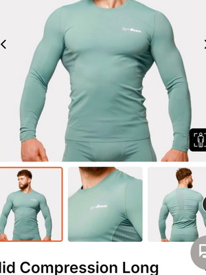 GymBeam Mid Compression Long Sleeve Shirt size M turquoise like new