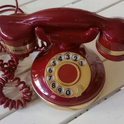 Vintage Italian Telephone 1970s used with 18K gold-plated details