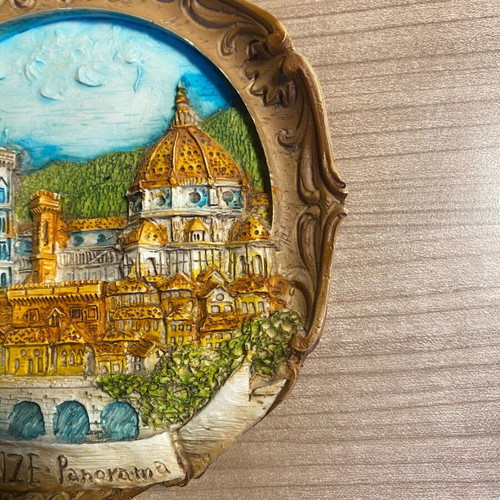 Collectible ceramic plaque from Florence like new, 14.5 cm