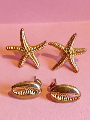 Set of 2 pairs of earrings with starfish and shells opportunity offer clearance
