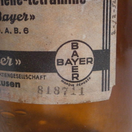 Pharmacy bottle used vintage German Bayer Leverkusen 1950s amber color
